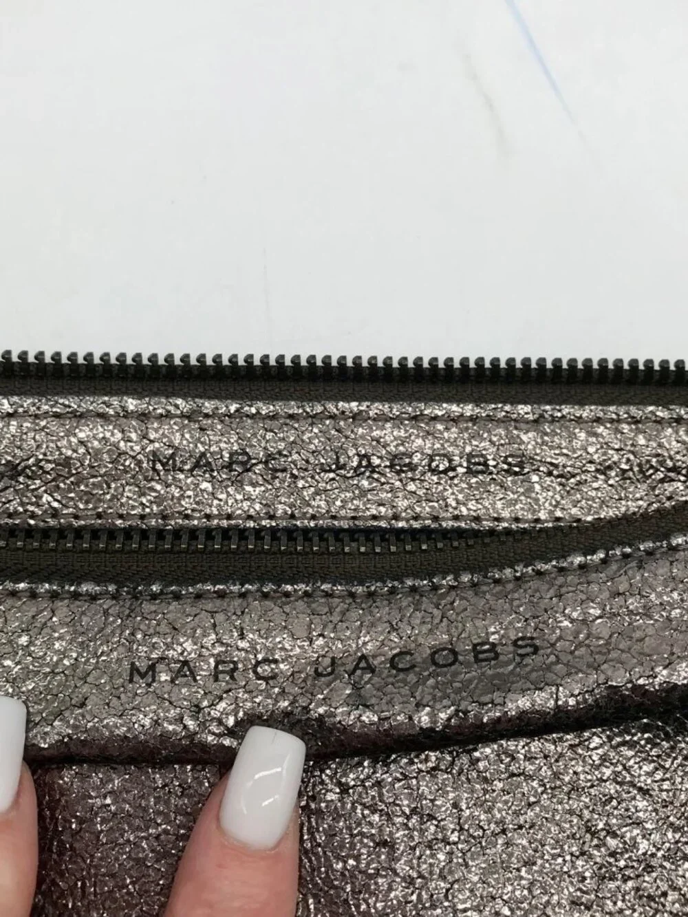 Marc Jacobs Dark Glossy Gray Zip Pouch